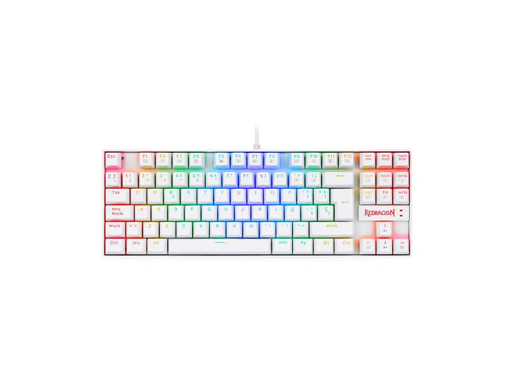 Teclado Gamer Mecánico Redragon Kumara K552W-RGB, Color Blanco, Español 1