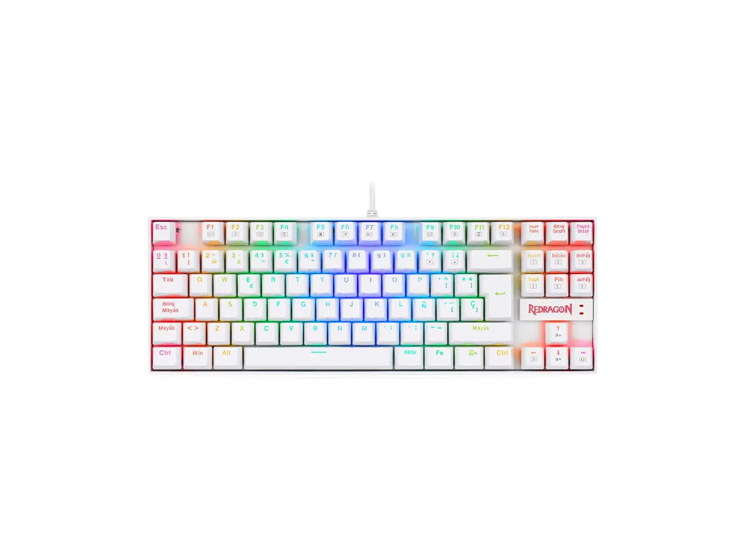 Teclado Gamer Mecánico Redragon Kumara K552W-RGB, Color Blanco, Español 1