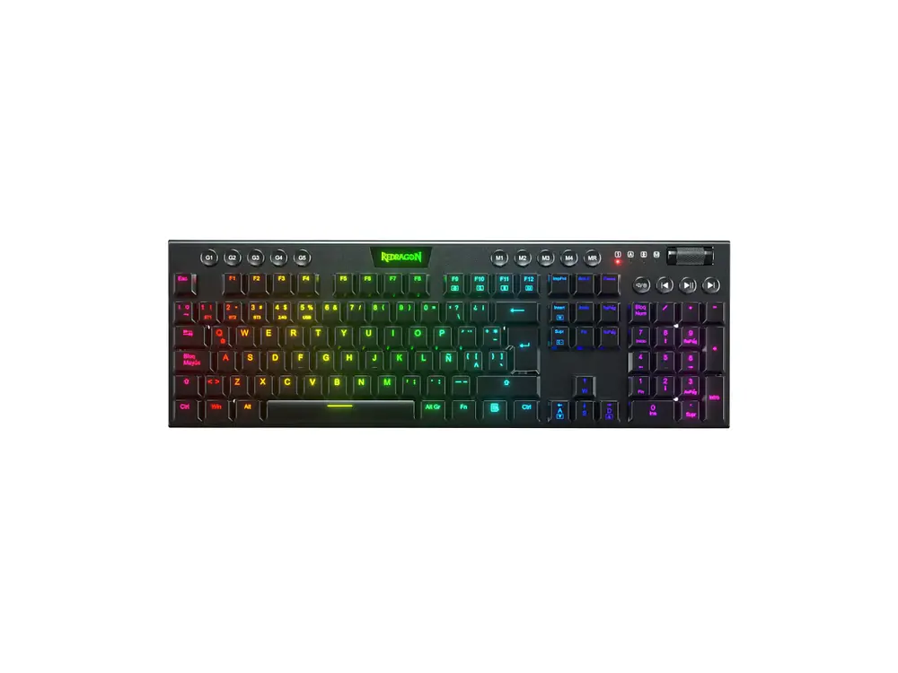 Teclado Gamer Inalámbrico Redragon HORUS K618, Mecanico, Switch Red, Color Negro 1