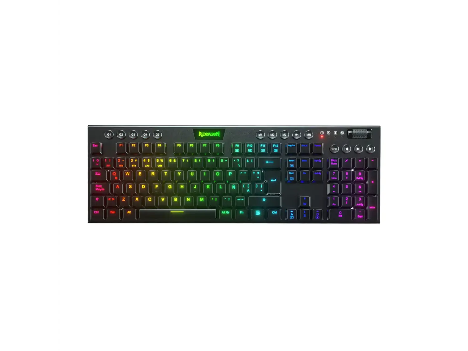Teclado Gamer Inalámbrico Redragon HORUS K618, Mecanico, Switch Red, Color Negro 1