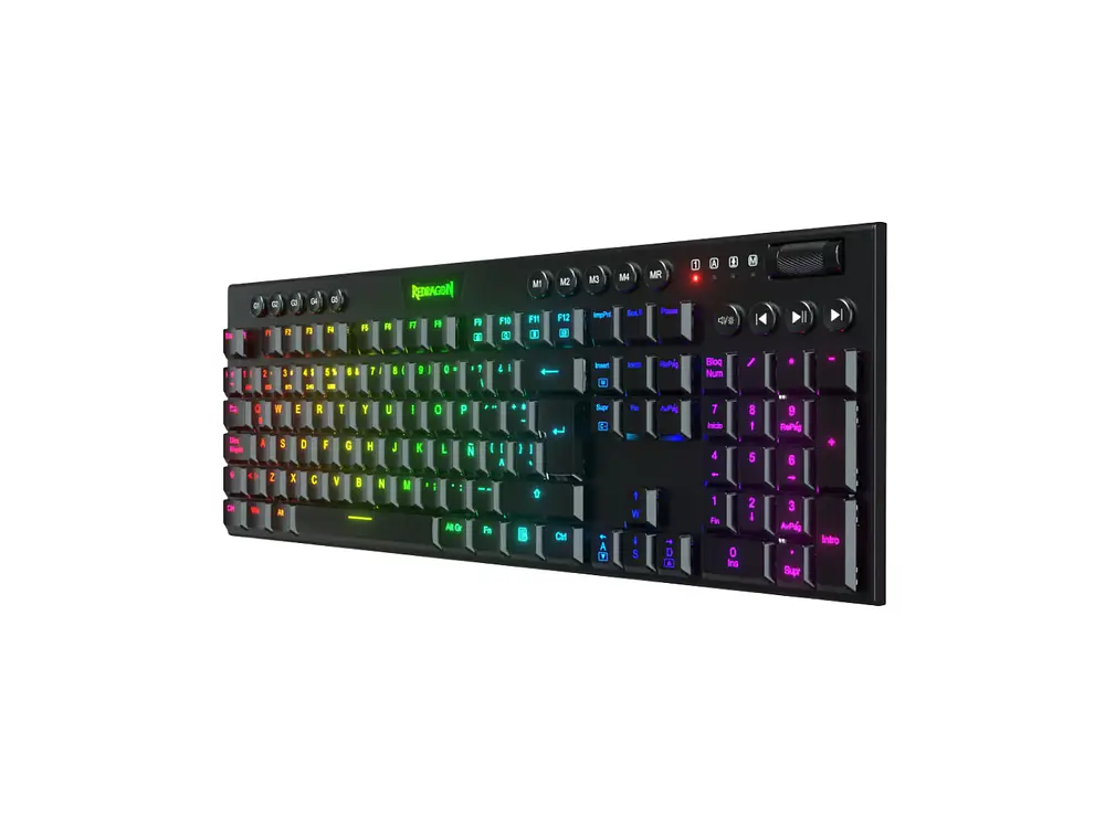 Teclado Gamer Inalámbrico Redragon HORUS K618, Mecanico, Switch Red, Color Negro 2