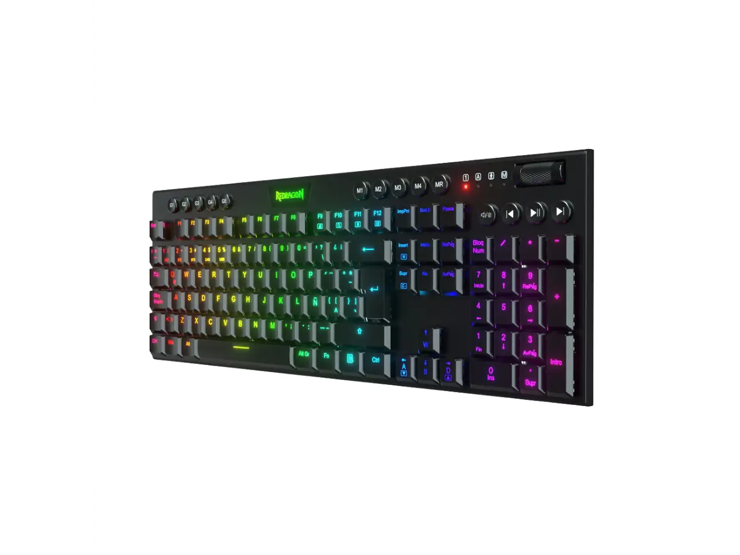 Teclado Gamer Inalámbrico Redragon HORUS K618, Mecanico, Switch Red, Color Negro 2