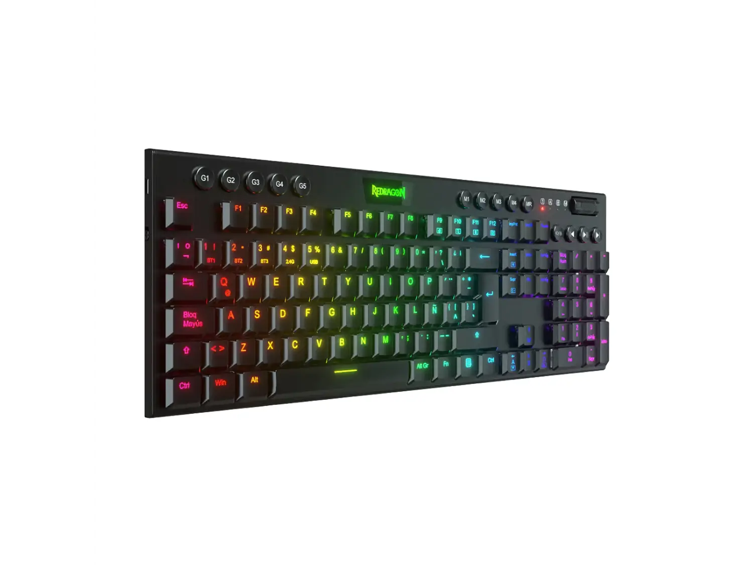 Teclado Gamer Inalámbrico Redragon HORUS K618, Mecanico, Switch Red, Color Negro 3