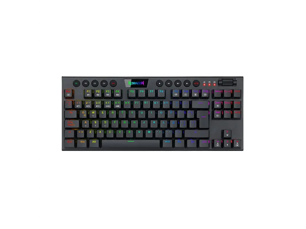 Teclado Mecánico Inalámbrico Redragon Horus K621 TKL 80%, Español, RGB, Switch Red, Color Negro 1