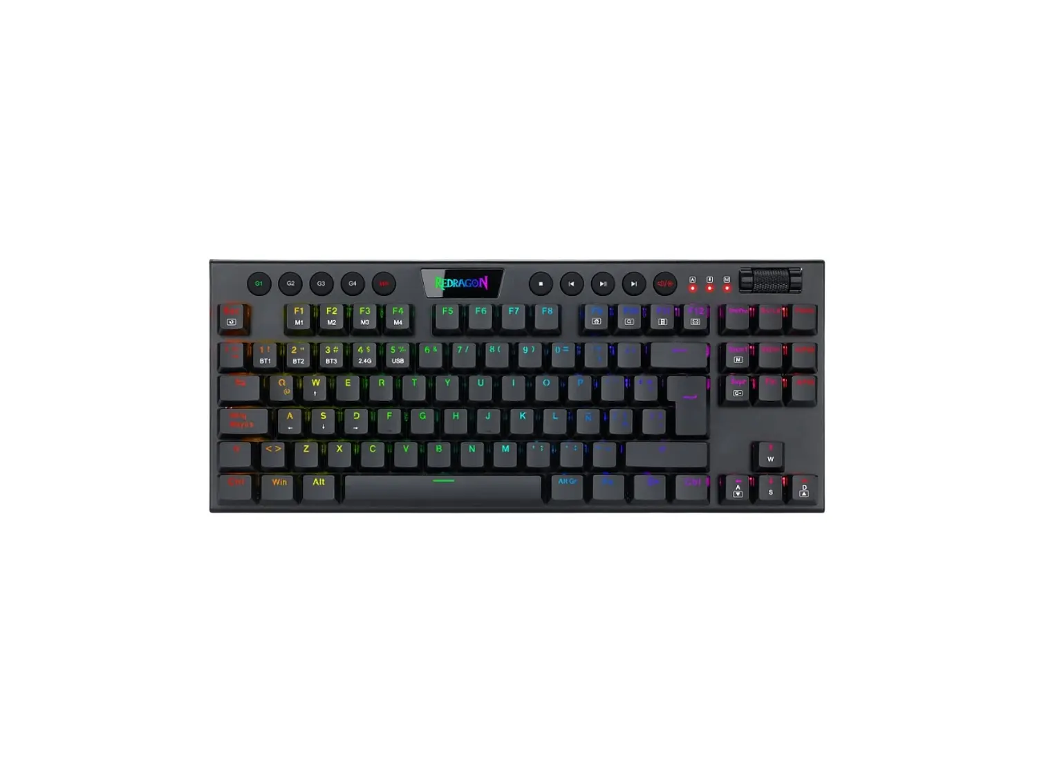 Teclado Mecánico Inalámbrico Redragon Horus K621 TKL 80%, Español, RGB, Switch Red, Color Negro 1