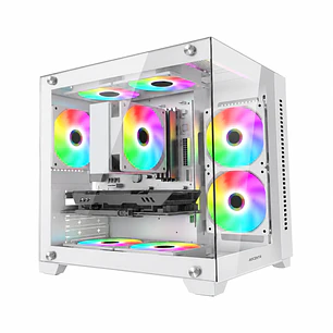 Gabinete CoolMoon AocZHTA Seaview, Color Blanco, 7 Fan 120mm, Micro Atx, itx
