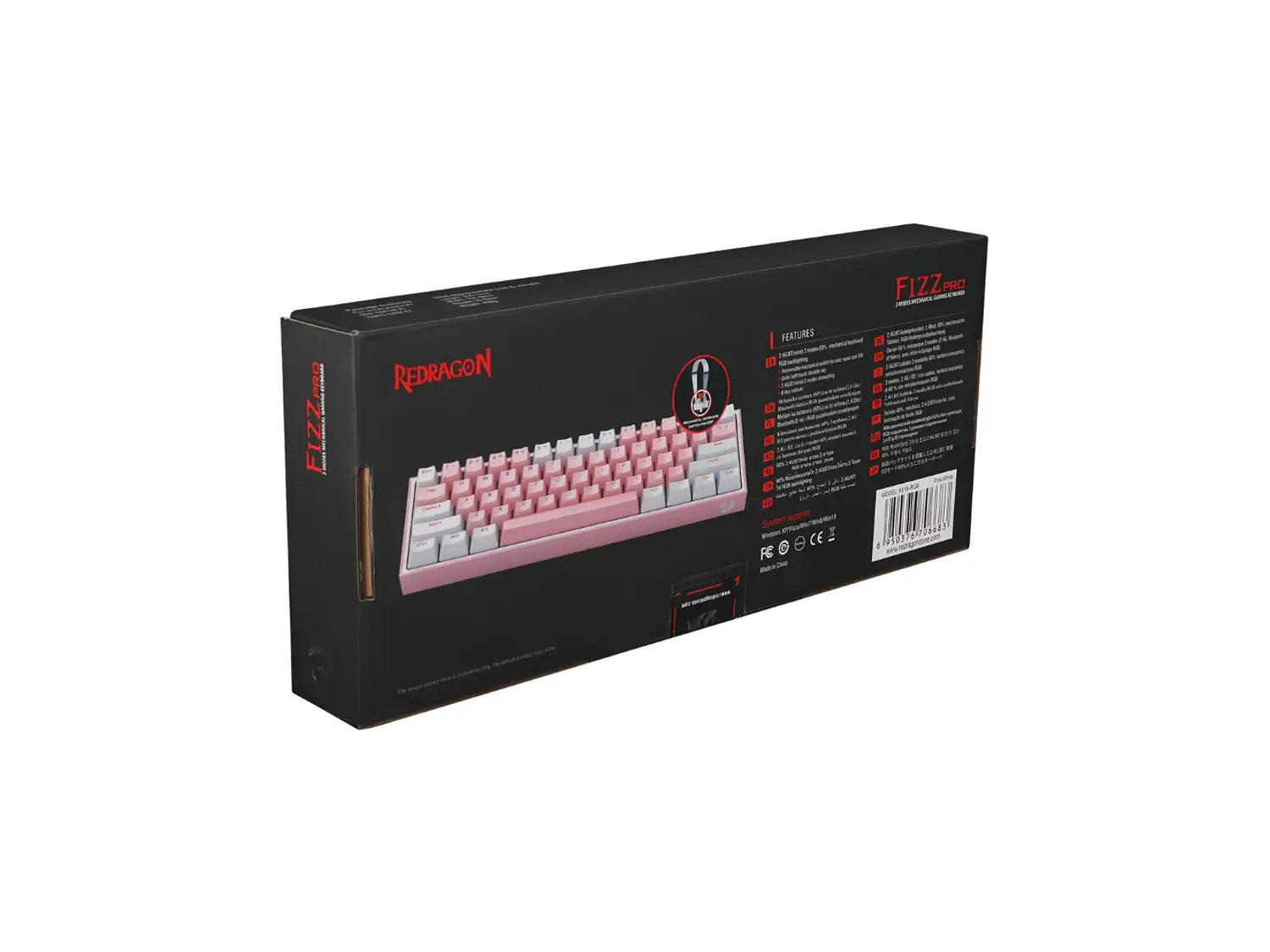 Teclado Redragon Fizz Pro K616-RGB SW-RED Pink White 5