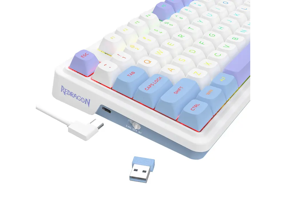 Teclado Redragon Ucal Max K673WBP-RGB-MAX (Blanco, Azul, Purpura) 5