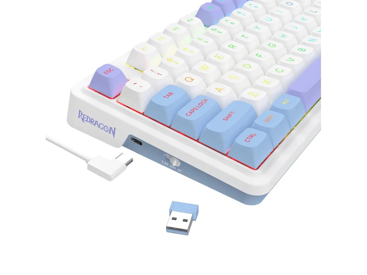 Teclado Redragon Ucal Max K673WBP-RGB-MAX (Blanco, Azul, Purpura) 5
