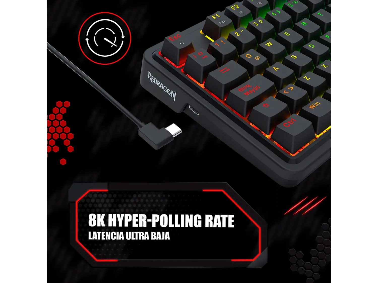 Teclado Ucal K673RGB-M SP Magnetic Wired 11