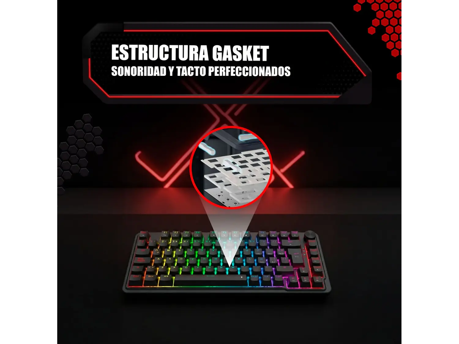 Teclado Ucal K673RGB-M SP Magnetic Wired 13