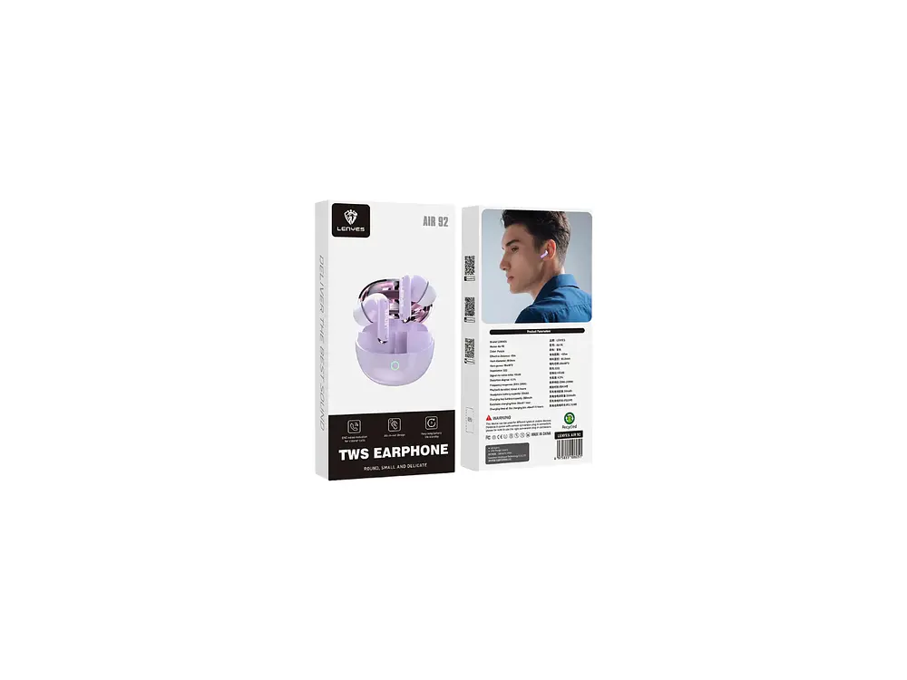 Auriculares in-ear inalámbricos Lenyes Bluetooth AIR99 Air 99, Color Violeta 4