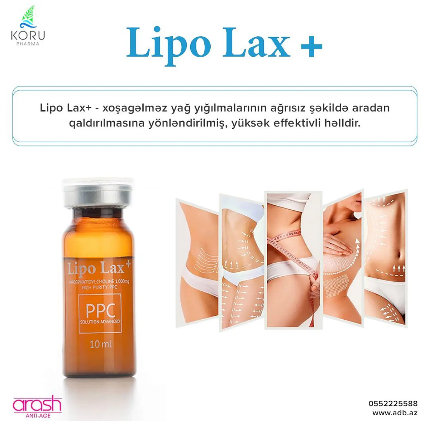 CAJA 10 VIALES  LIPO LAX + 10 ML   CUERPO Y PAPADA 4