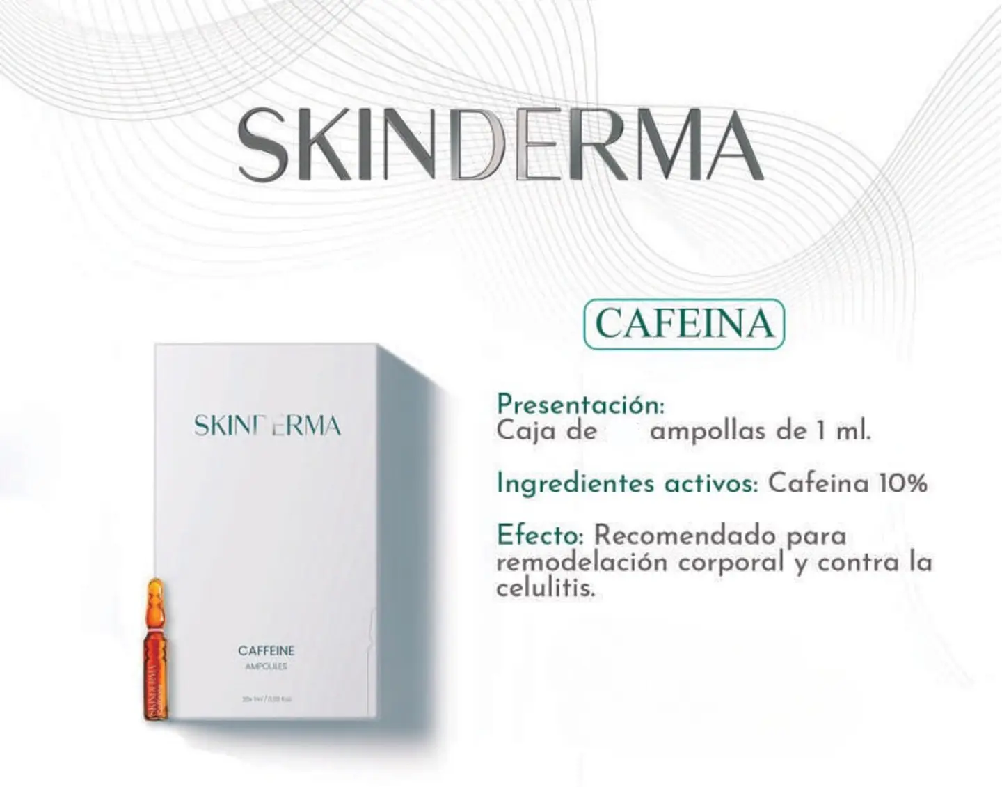 10 AMPOLLAS 1 ML CAFFEINE SKINDERMA  3