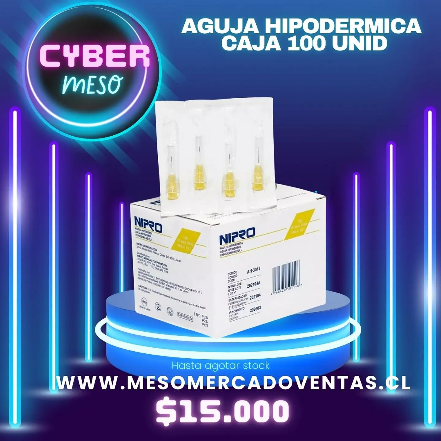 CAJA 100 AGUJA HIPDERMICA 30 G 1/2 1