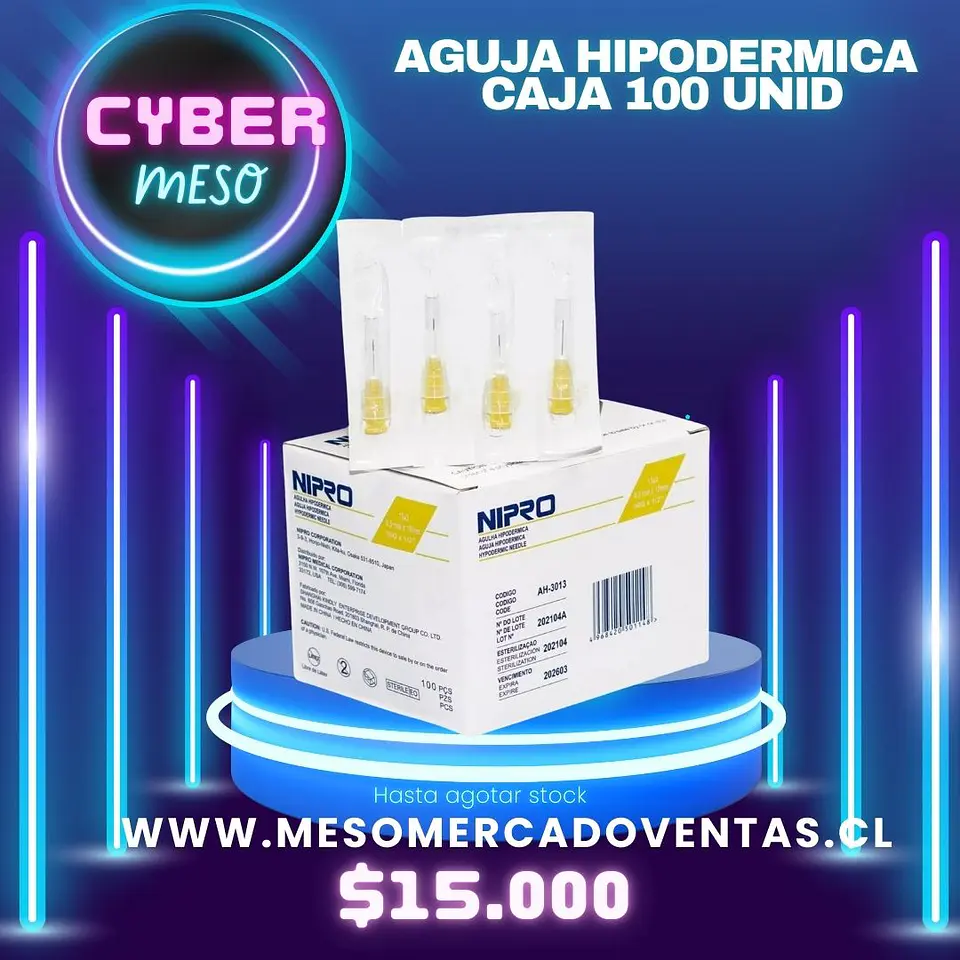 CAJA 100 AGUJA HIPDERMICA 30 G 1/2 1