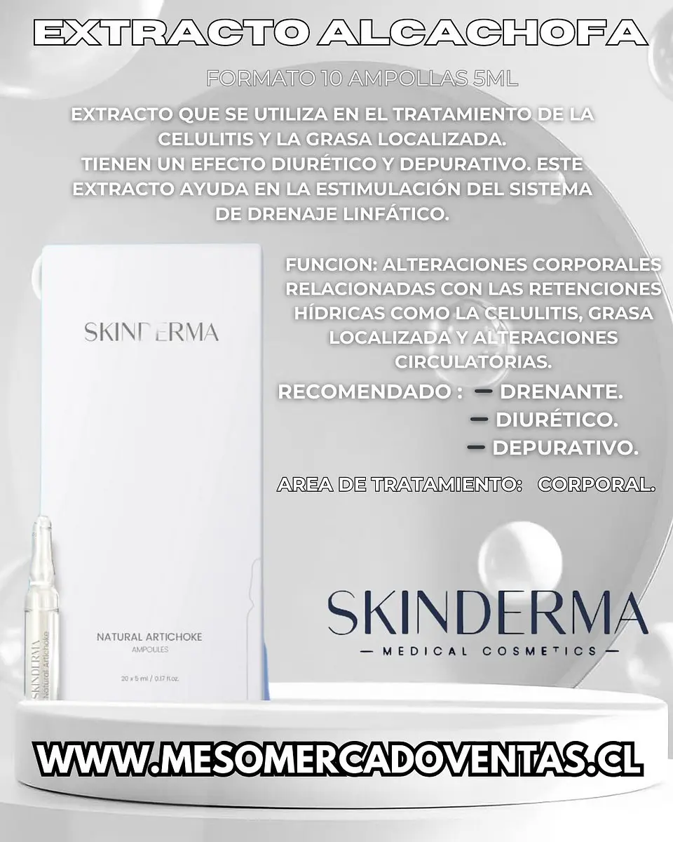 5  AMPOLLAS 5 ML EXTRACTO ALCACHOFA SKINDERMA-  2