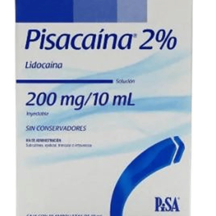 CAJA 10 VIALES  Lidocaina (Pisacaina) 2%  10 ml  4