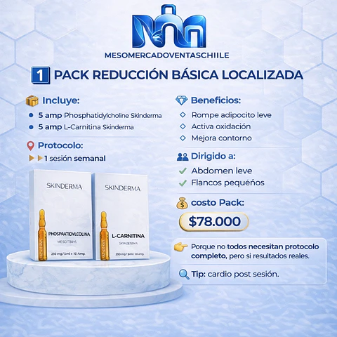 1️⃣ PACK REDUCCIÓN BÁSICA LOCALIZADA  (5 amp Phosphatidylcholine Skinderma • 5 amp L-Carnitina Skinderma