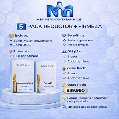 5️⃣ PACK REDUCTOR + FIRMEZA  ( • 5 amp Phosphatidylcholine • 5 amp DMAE  SKINDERMA )