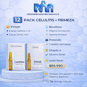1️⃣2️⃣ PACK CELULITIS + FIRMEZA ( 5 amp Cafeína 1 ML • 5 amp DMAE 5ML ) SKINDERMA 