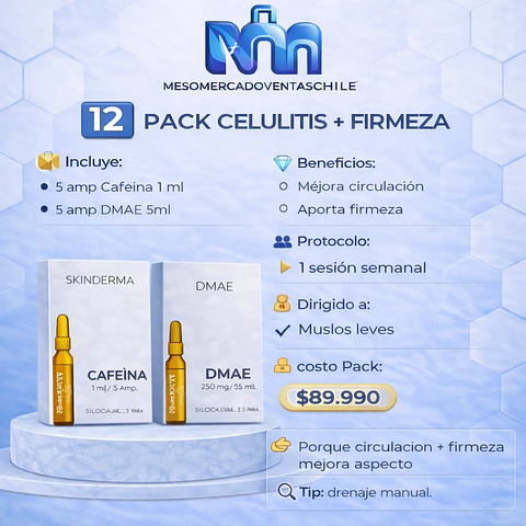 1️⃣2️⃣ PACK CELULITIS + FIRMEZA ( 5 amp Cafeína 1 ML • 5 amp DMAE 5ML ) SKINDERMA 