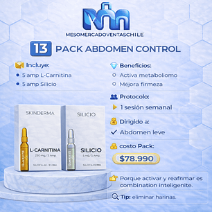 1️⃣3️⃣ PACK ABDOMEN CONTROL (5 amp L-Carnitina • 5 amp Silicio ) SKINDERMA 