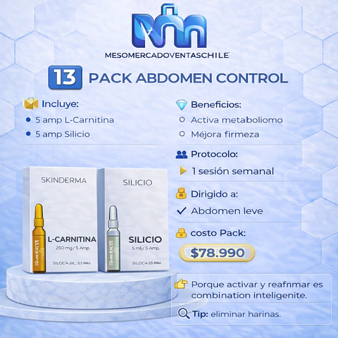 1️⃣3️⃣ PACK ABDOMEN CONTROL (5 amp L-Carnitina • 5 amp Silicio ) SKINDERMA 