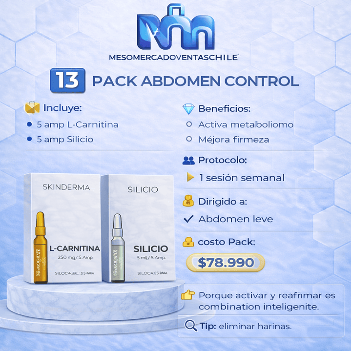 1️⃣3️⃣ PACK ABDOMEN CONTROL (5 amp L-Carnitina • 5 amp Silicio ) SKINDERMA  1