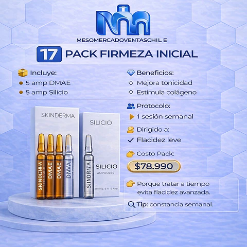 1️⃣7️⃣ PACK FIRMEZA INICIAL (5 amp DMAE 5ML  • 5 amp Silicio SKINDERMA   5ML)