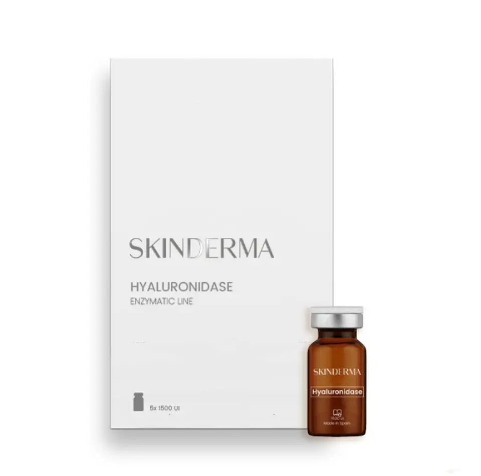 Caja de 5 viales de 10ml.  Hialuronidasa de 1500 UI Liofilizado 1