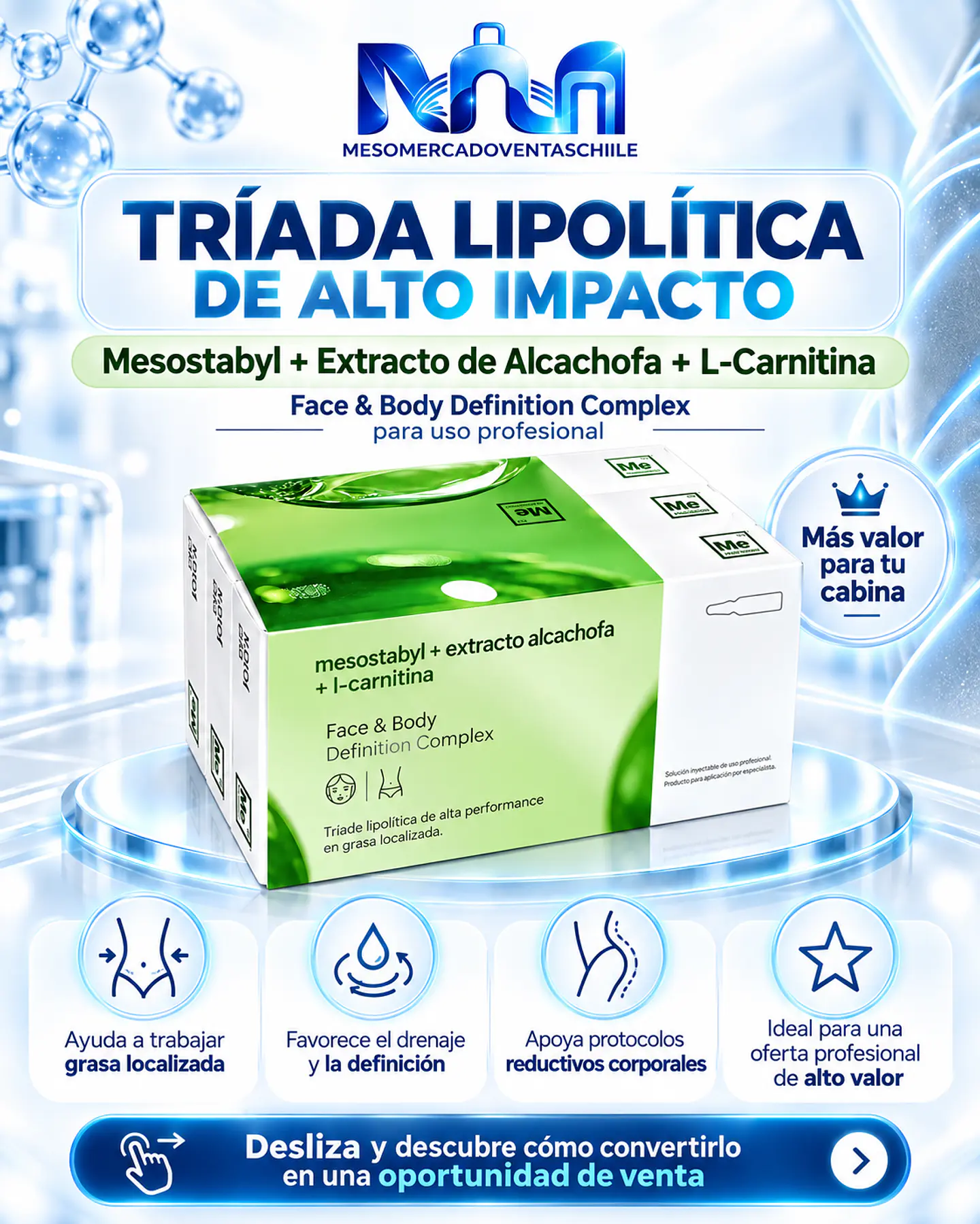 TRÍADA MAESTRA REDUCTORA 3 activos ( 30 ampollas ) mesostabyl ,alcachofa,lcarnitina 1