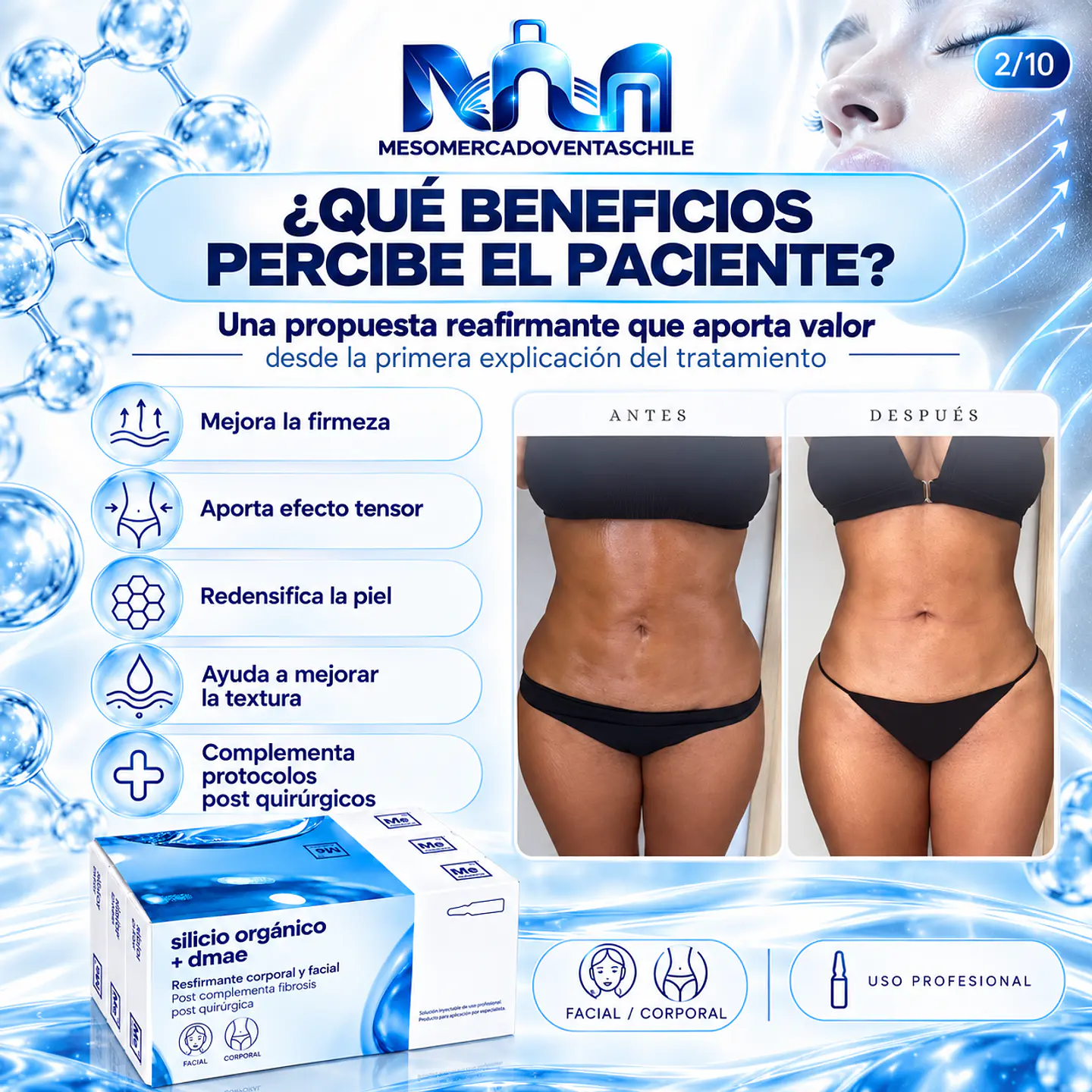 POST LIPO REDUCE Y REAFIRMA 10  amp silicio y 10 Dmae Mesoestetic  2