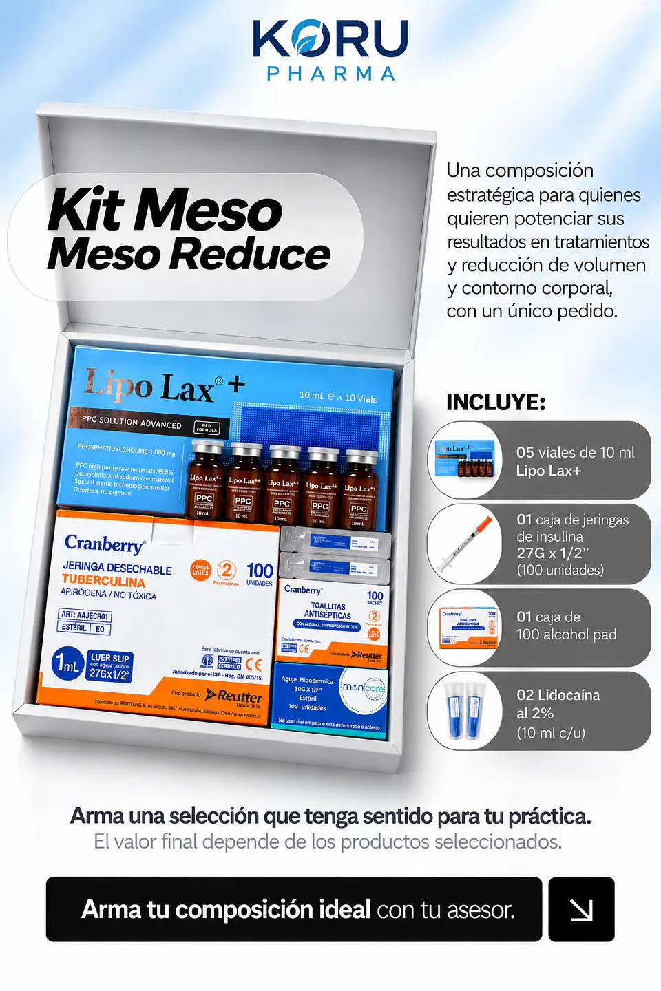 KIT MESO REDUCE  LIPO LAX + 5 viales Lipo Lax +  4