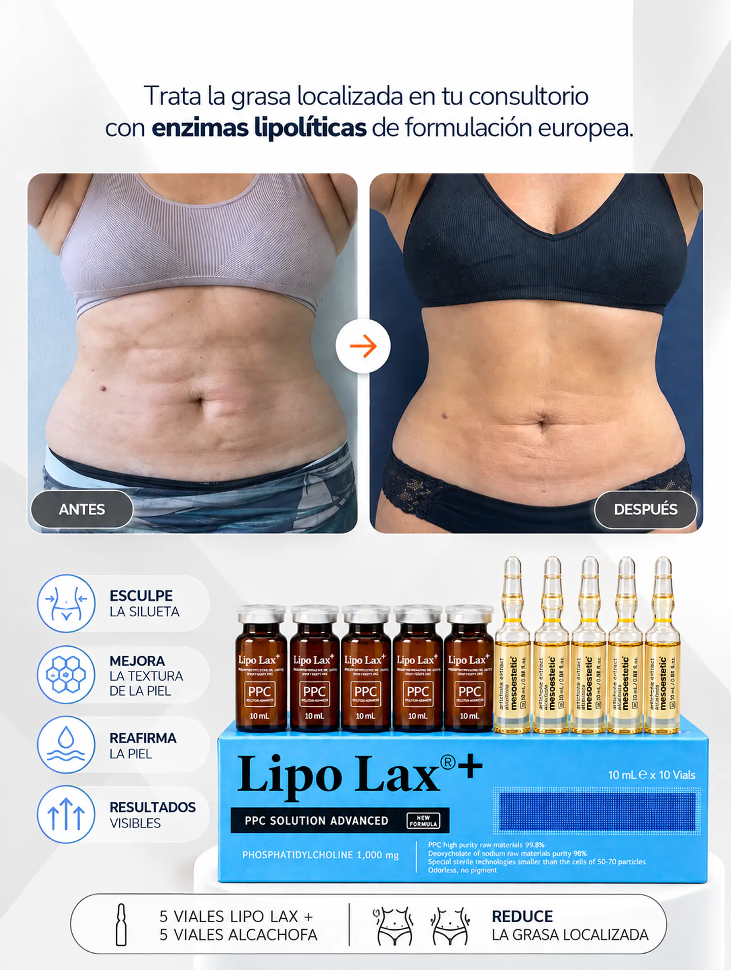 PACK 5 LIPO LAX + y 5 AMP ALCACHOFA MESOESTETIC 3