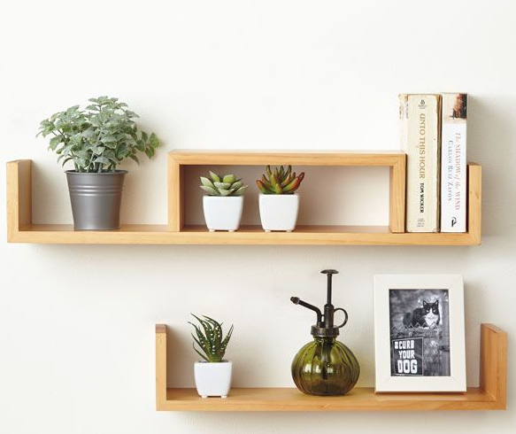 Set de 3 Repisas Flotantes de Madera y Metal Organización Moderna