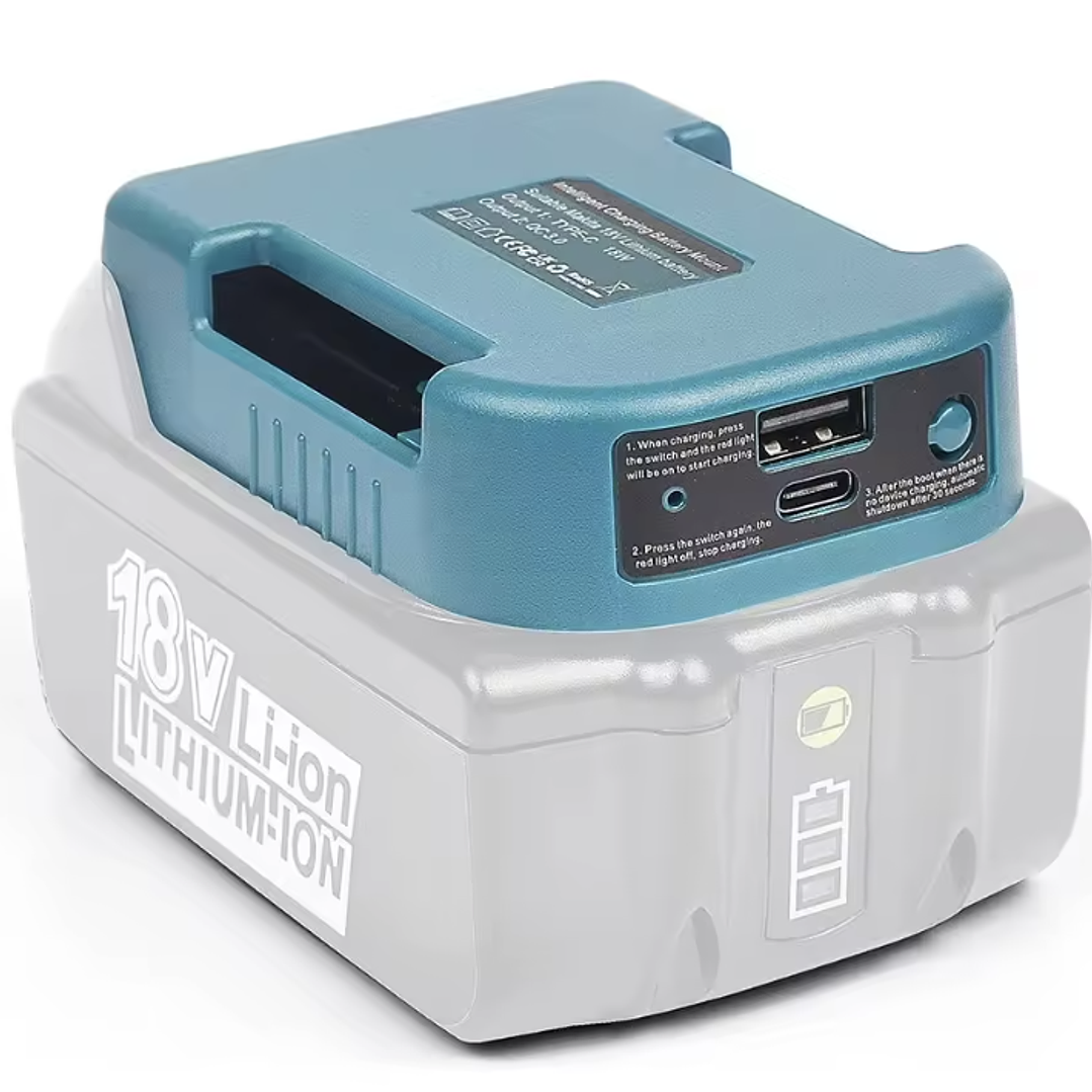 Adaptador USB y USB-C para Batería Makita 18V – Power Bank Portátil 18W 1