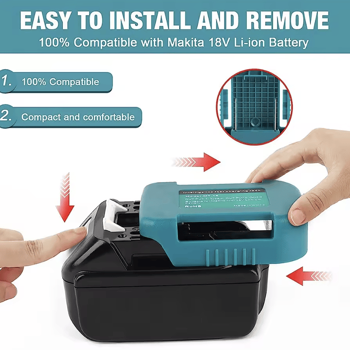 Adaptador USB y USB-C para Batería Makita 18V – Power Bank Portátil 18W 3