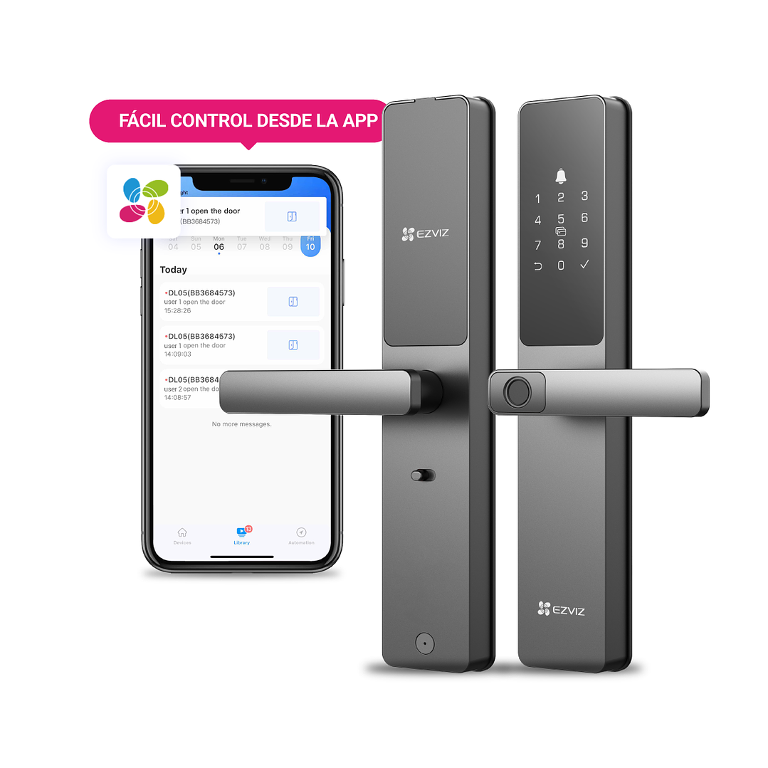 Cerradura Inteligente EZVIZ DL05 Biométrica Huella, PIN y App WiFi 2