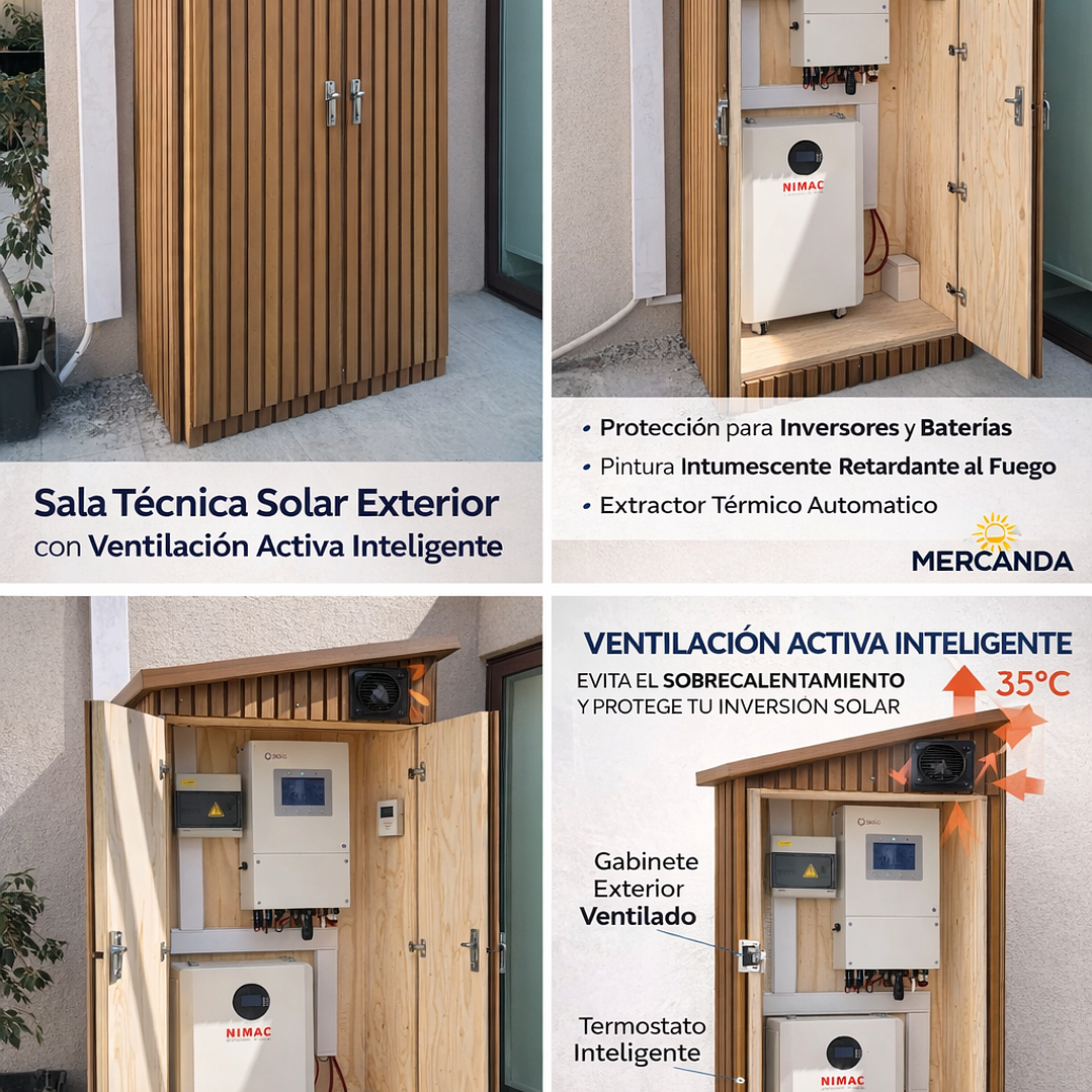Sala Técnica Solar Exterior con Ventilación Activa, Protección Térmica e Instalación 3