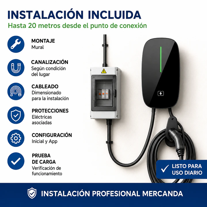 Cargador Wallbox Rápido Auto Eléctrico 7,6kW Tipo 2 WiFi SmartLife - Con Instalacion 2