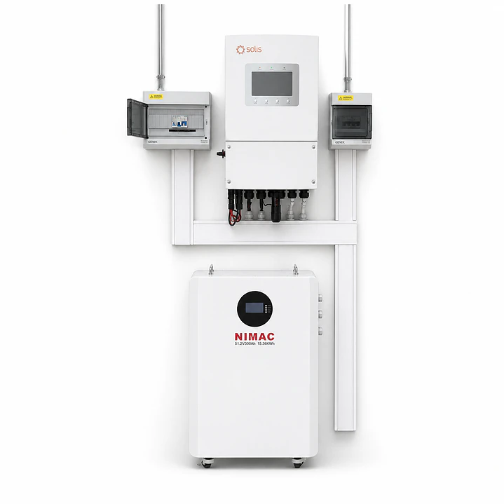Sistema Solar Híbrido Premium 10kW, con 12 paneles bifaciales 620W y batería LiFePO4 15kWh 2