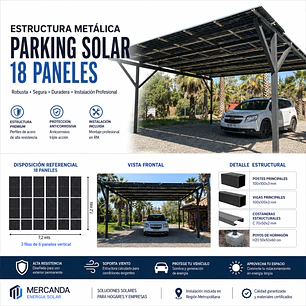 Estructura Metálica Parking Solar Premium 18 Paneles – Con Instalación