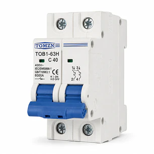 Interruptor Automático Termomagnetico TOMZN Bipolar 40A, para Tableros Solares y Cargadores EV