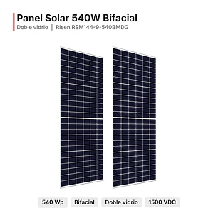 Panel Solar 540W Bifacial Risen Solar Doble Cristal - Mercanda