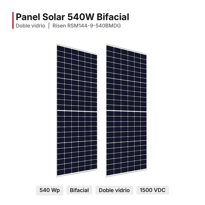 Panel Solar 540W Bifacial Risen Solar Doble Cristal - Mercanda 1