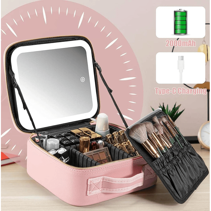 Cosmetiquera con espejo led 4