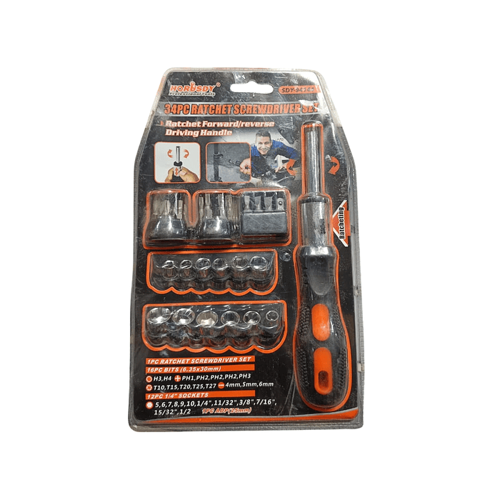 JUEGO DE DESTORNILLADORES Y DADOS 34 PIEZAS