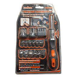 JUEGO DE DESTORNILLADORES Y DADOS 34 PIEZAS