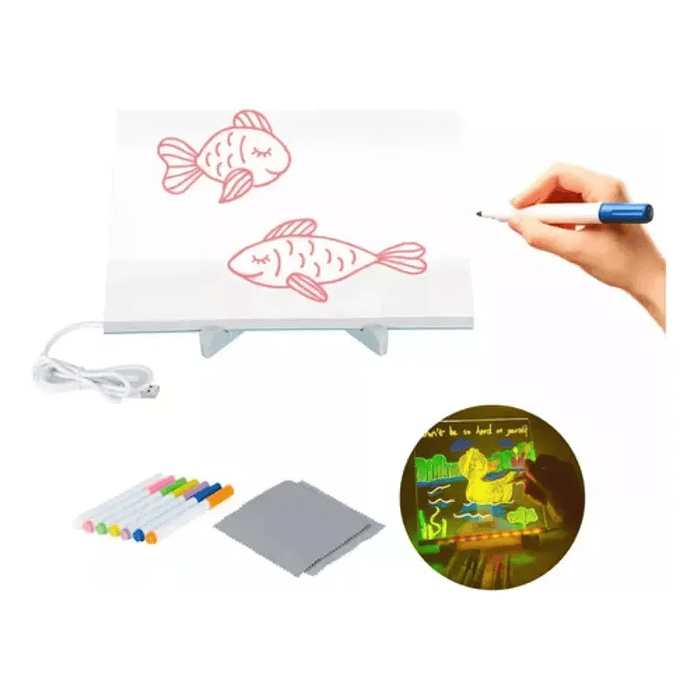 PIZARRA TABLERO ACRILICO LUZ LED 20CM X 20CM 3